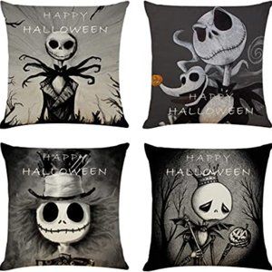 Ogrmar 4PCS 18"x18" Throw Pillow Covers Halloween Decorative Couch Pillow Cases